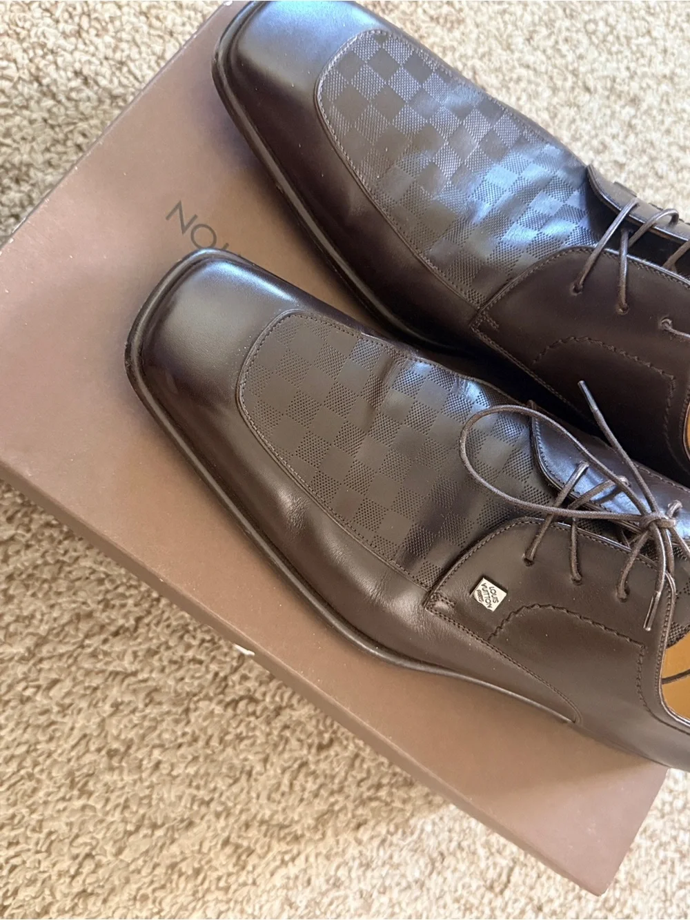 Louis Vuitton Men's Dark Brown Leather Oxford Shoes